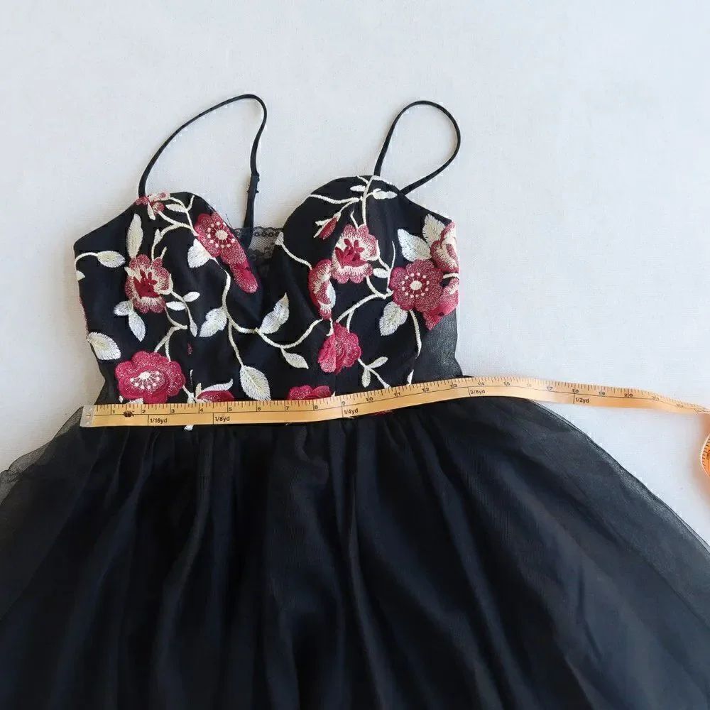 Social Code Embroidered and Tulle Mini Dress - Picture 9 of 12